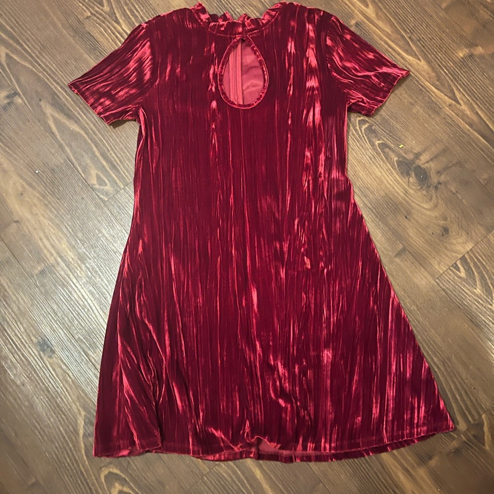 Black Swan Red A-Line Mini Dress Mock Neck Short Sleeve
